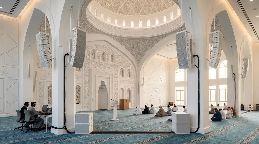Kur’an Tilaveti Ses Sistemi Cami ve ibadethaneler için profesyonel Kur’an tilaveti ses sistemi ve mikrofon düzeni